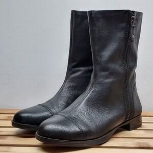 Michelle D Womens | Black | Leather Zip Up Mid Boots Size 6M